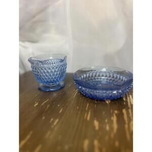 Vintage Indians Glass Regal Blue Diamond Mayo/sauce 2 Piece Set.